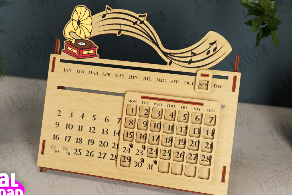 Σετ των 2 Intra απο ξύλο plywood 3mm-4mm πάχος – Διαρκές Ημερολόγιο | Επιτραπέζιο Ημερολόγιο Δίασταση  20x20 cm INTRAFABR-112679903