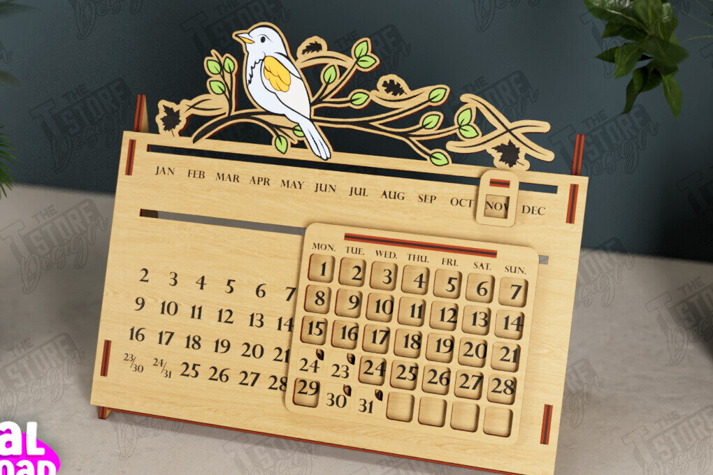 Σετ των 2 Intra απο ξύλο plywood 3mm-4mm πάχος – Διαρκές Ημερολόγιο | Επιτραπέζιο Ημερολόγιο Δίασταση  20x20 cm INTRAFABR-112679911