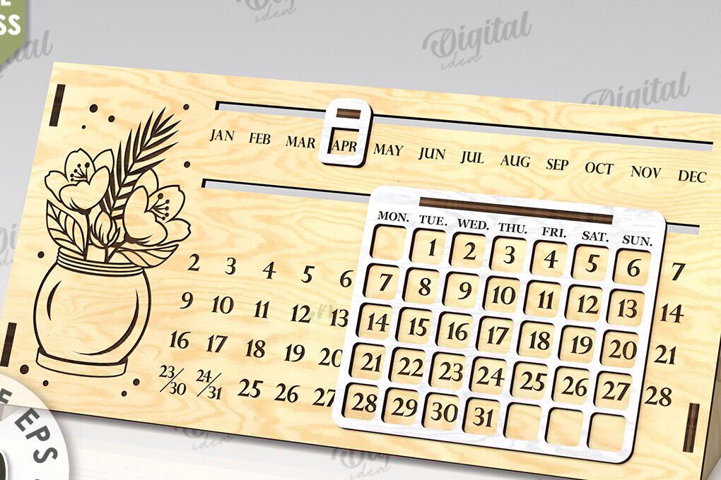 Σετ των 2 Intra απο ξύλο plywood 3mm-4mm πάχος –  διαρκούς κοπής με λέιζερ ημερολογίου Δίασταση  20x20 cm INTRAFABR-108951045