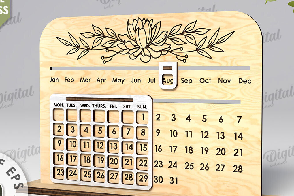 Σετ των 2 Intra απο ξύλο plywood 3mm-4mm πάχος –  διαρκούς κοπής με λέιζερ ημερολογίου Δίασταση  20x20 cm INTRAFABR-108951102