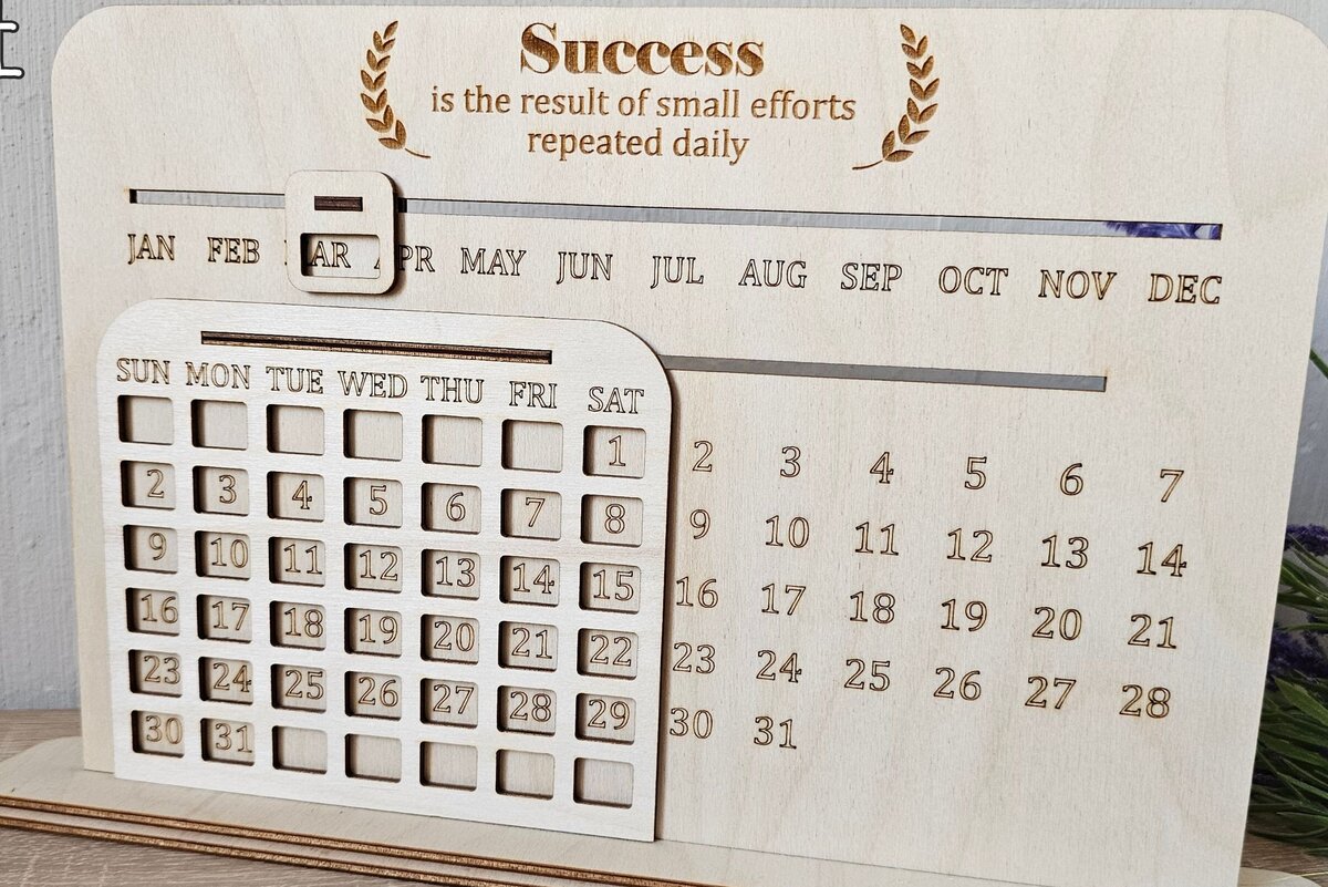 Σετ των 2 Intra απο ξύλο plywood 3mm-4mm πάχος – Perpetual Calendar, Wooden Δίασταση  20x20 cm INTRAFABR-117928582