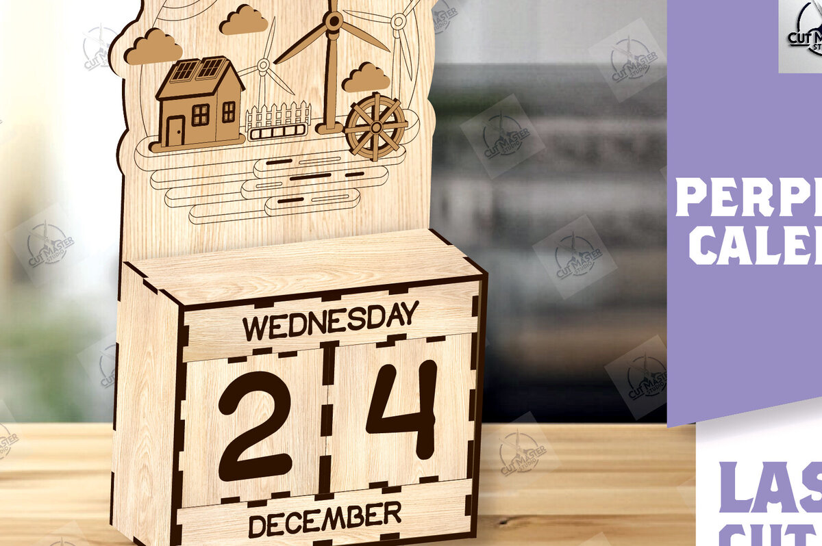 Σετ των 2 Intra απο ξύλο plywood 3mm-4mm πάχος – Perpetual Wooden Calendar Δίασταση  20x20 cm INTRAFABR-113859992
