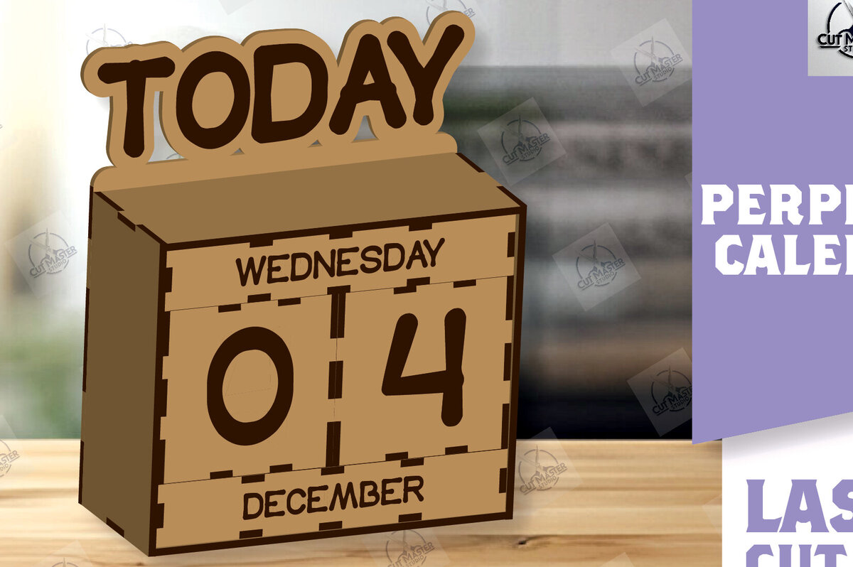 Σετ των 2 Intra απο ξύλο plywood 3mm-4mm πάχος – Perpetual Wooden Calendar Δίασταση  20x20 cm INTRAFABR-113595850