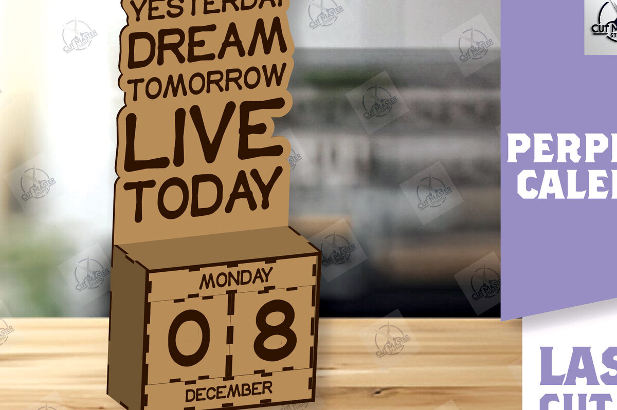 Σετ των 2 Intra απο ξύλο plywood 3mm-4mm πάχος – Perpetual Wooden Calendar Δίασταση  20x20 cm INTRAFABR-113650917