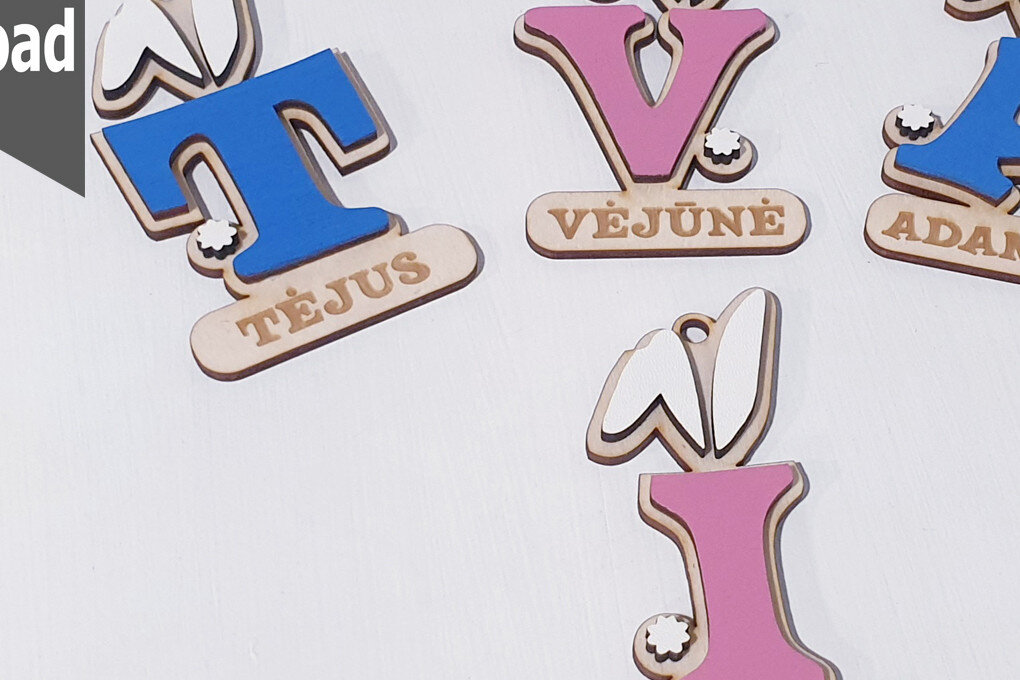 Σετ των 2 Intra απο ξύλο plywood 3mm-4mm πάχος – Προσωποποιημένο Πασχαλινό Καλάθι Δώρου Ετικέτα Δίασταση  20x20 cm INTRAFABR-67083175