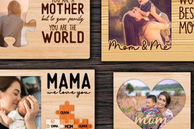 Σετ των 2 Intra απο ξύλο plywood 3mm-4mm πάχος – Εξατομικευμένη κορνίζα για τη γιορτή της μητέρας Δίασταση  20x20 cm INTRAFABR-66540518