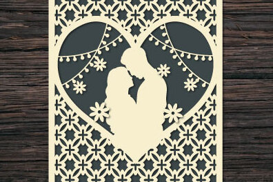 Σετ των 2 Intra απο ξύλο plywood 3mm-4mm πάχος – Εξατομικευμένη Κάρτα για την Ημέρα του Γάμου Δίασταση  20x20 cm INTRAFABR-62610553