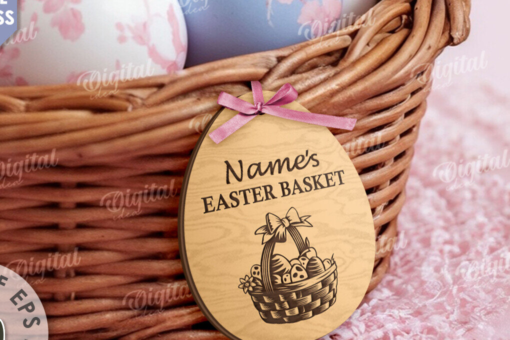 Σετ των 2 Intra απο ξύλο plywood 3mm-4mm πάχος – Προσωποποιημένο Ξύλινο Πασχαλινό Καλάθι Ετικέτα Δίασταση  20x20 cm INTRAFABR-115220602