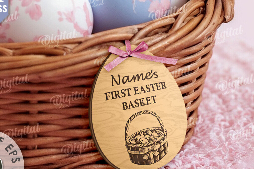 Σετ των 2 Intra απο ξύλο plywood 3mm-4mm πάχος – Προσωποποιημένο Ξύλινο Πασχαλινό Καλάθι Ετικέτα Δίασταση  20x20 cm INTRAFABR-115220628