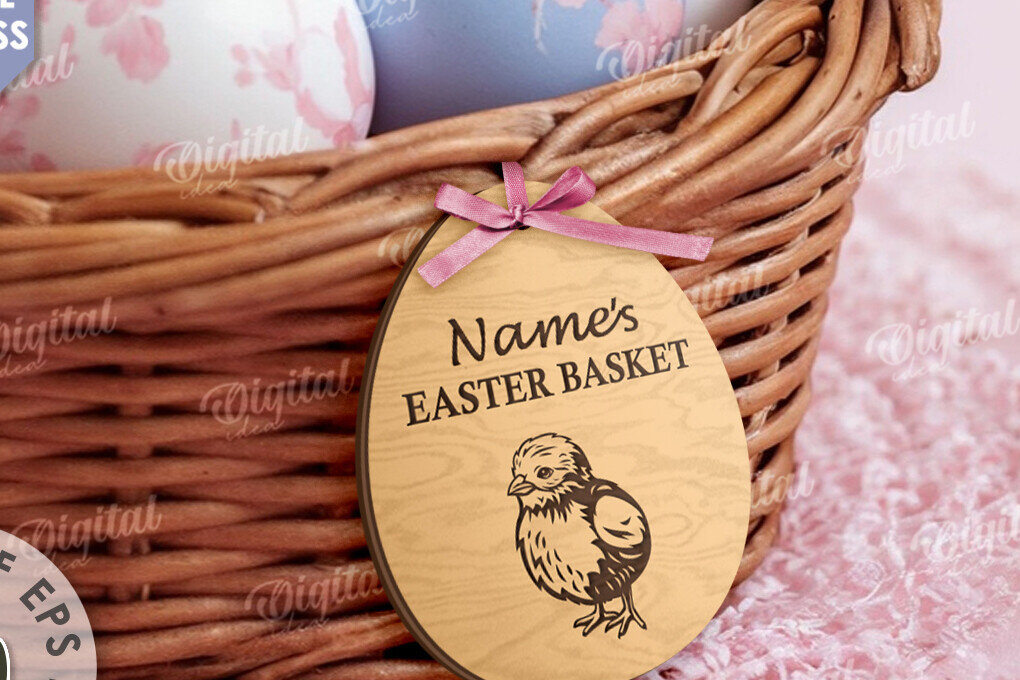 Σετ των 2 Intra απο ξύλο plywood 3mm-4mm πάχος – Προσωποποιημένο Ξύλινο Πασχαλινό Καλάθι Ετικέτα Δίασταση  20x20 cm INTRAFABR-115220646