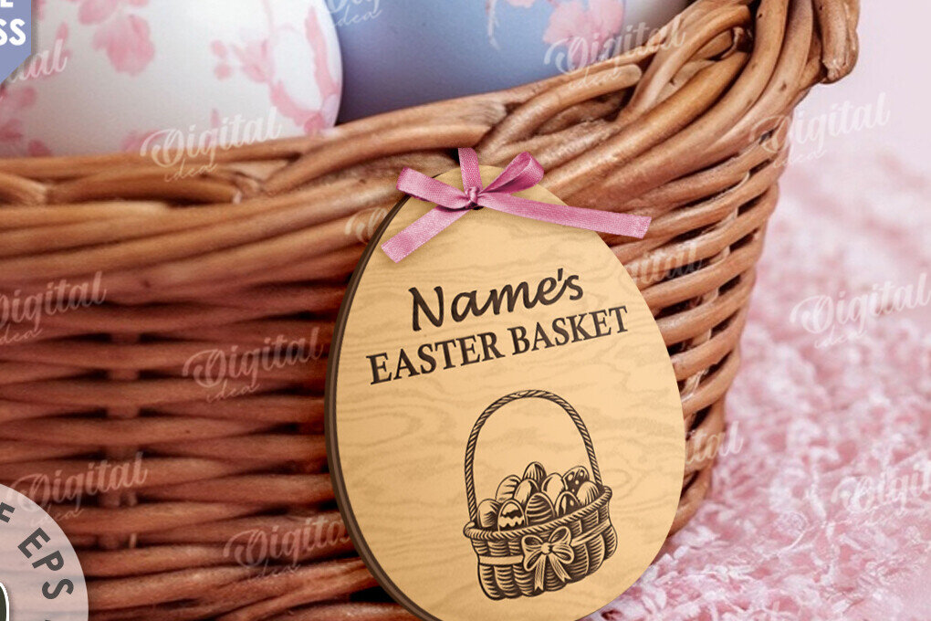 Σετ των 2 Intra απο ξύλο plywood 3mm-4mm πάχος – Προσωποποιημένο Ξύλινο Πασχαλινό Καλάθι Ετικέτα Δίασταση  20x20 cm INTRAFABR-115220674