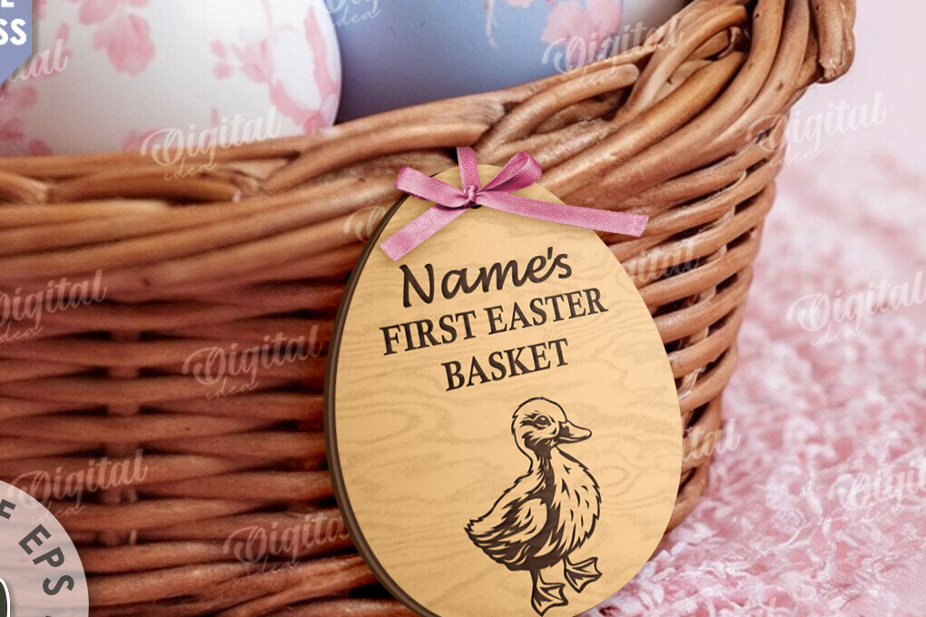 Σετ των 2 Intra απο ξύλο plywood 3mm-4mm πάχος – Προσωποποιημένο Ξύλινο Πασχαλινό Καλάθι Ετικέτα Δίασταση  20x20 cm INTRAFABR-115220474