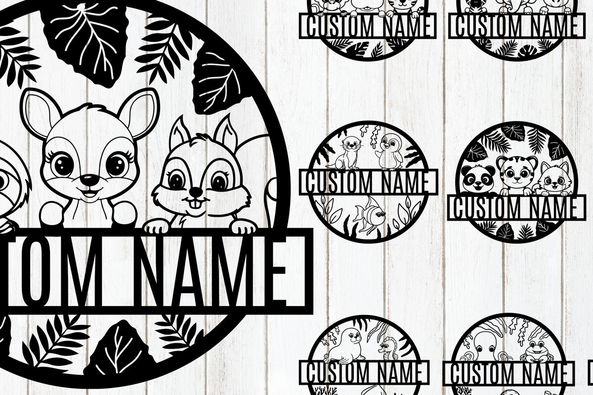 Σετ των 2 Intra απο ξύλο plywood 3mm-4mm πάχος – Εξατομικευμένη δέσμη πινακίδων ονόματος ζώου Δίασταση  20x20 cm INTRAFABR-118293581