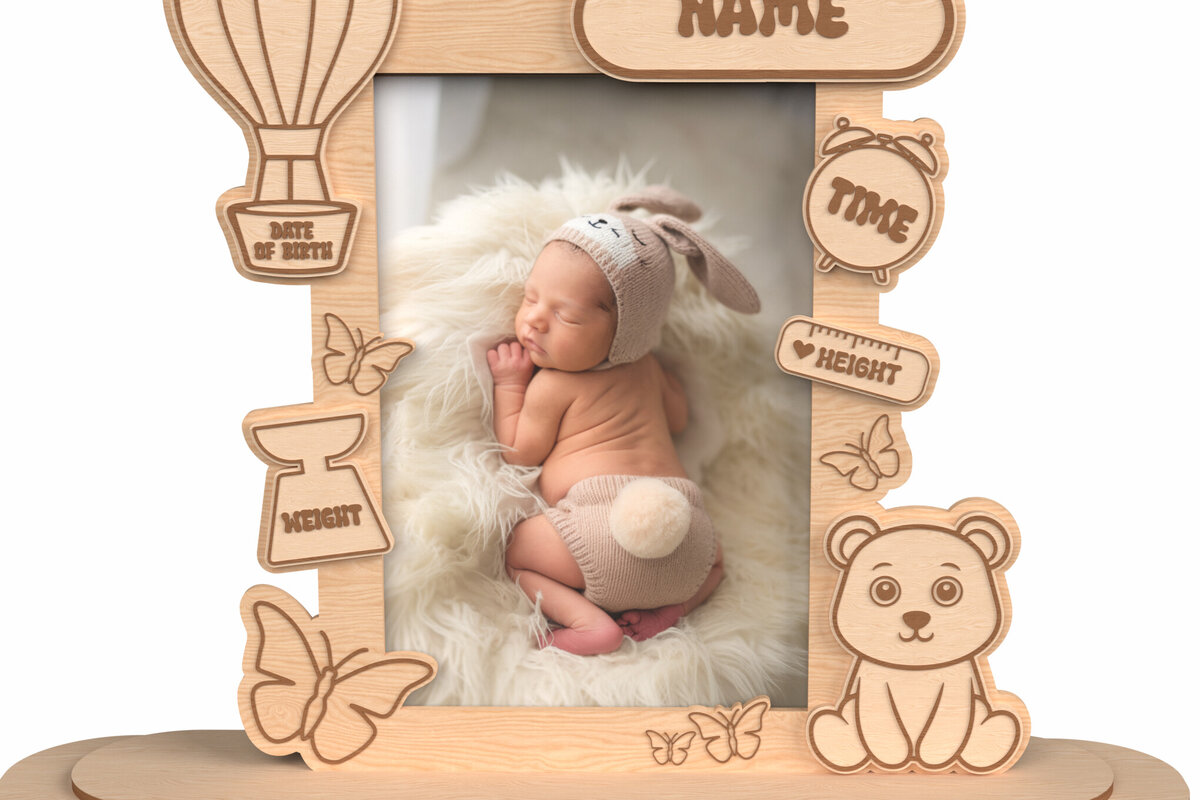 Σετ των 2 Intra απο ξύλο plywood 3mm-4mm πάχος – Εξατομικευμένο πλαίσιο μνήμης μωρού Δίασταση  20x20 cm INTRAFABR-116770642