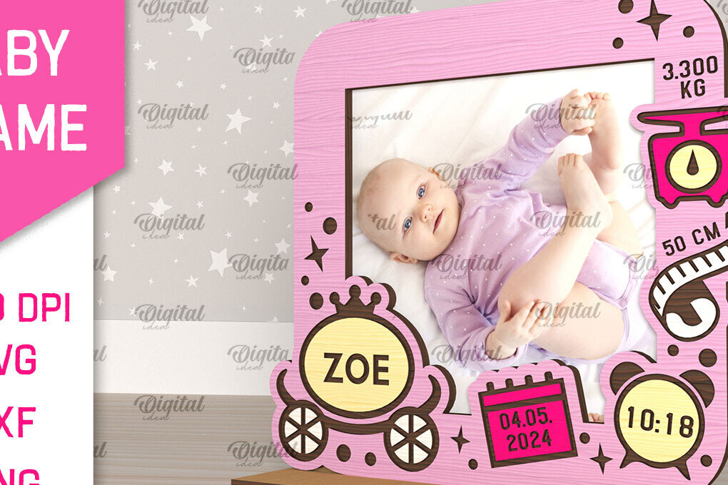 Σετ των 2 Intra απο ξύλο plywood 3mm-4mm πάχος – Εξατομικευμένη κορνίζα μωρών Δίασταση  20x20 cm INTRAFABR-98063619