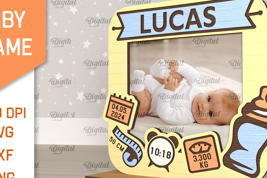 Σετ των 2 Intra απο ξύλο plywood 3mm-4mm πάχος – Εξατομικευμένη κορνίζα μωρών Δίασταση  20x20 cm INTRAFABR-98063511