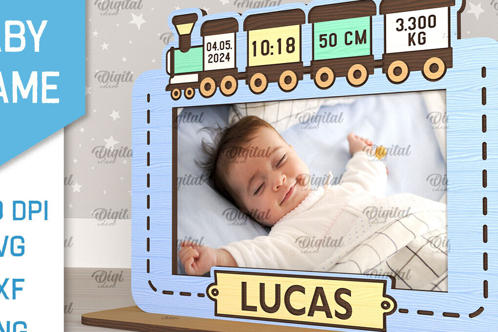 Σετ των 2 Intra απο ξύλο plywood 3mm-4mm πάχος – Εξατομικευμένη κορνίζα μωρών Δίασταση  20x20 cm INTRAFABR-98063533