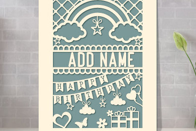 Σετ των 2 Intra απο ξύλο plywood 3mm-4mm πάχος – Εξατομικευμένη κοπή χαρτιού για κάρτα γενεθλίων Δίασταση  20x20 cm INTRAFABR-97493558