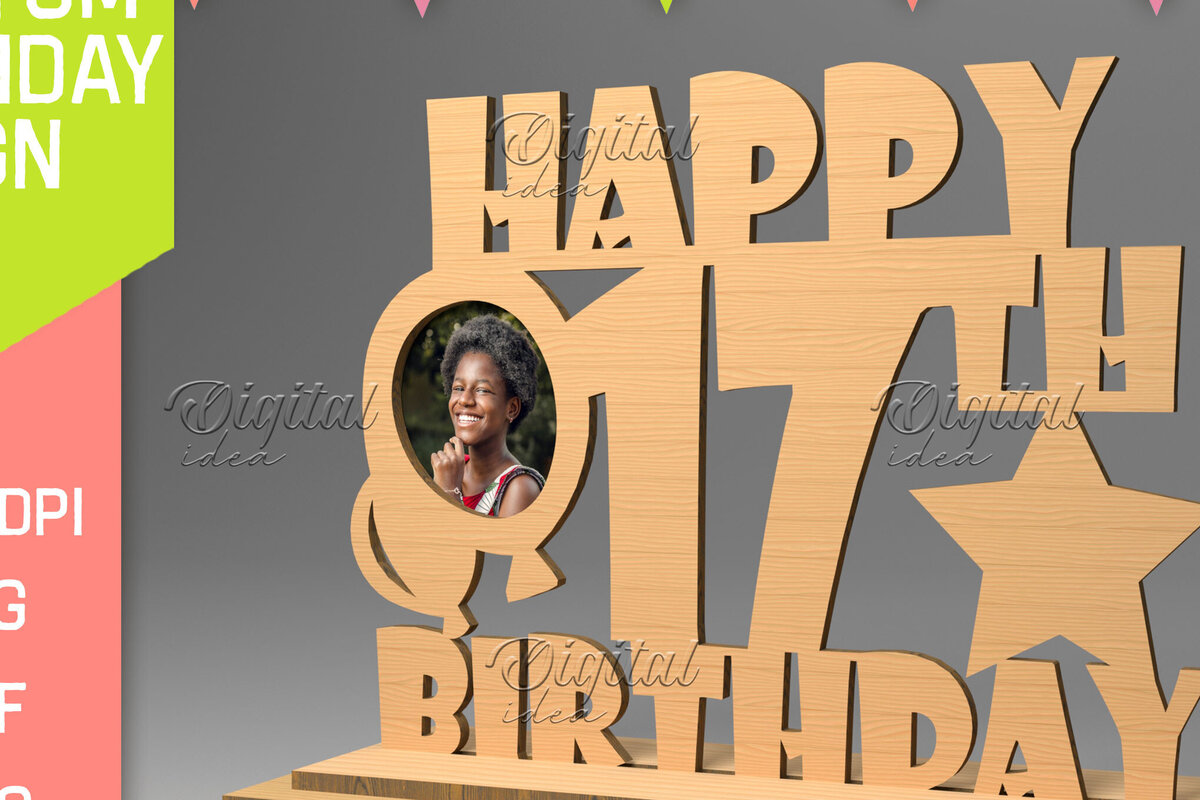 Σετ των 2 Intra απο ξύλο plywood 3mm-4mm πάχος – Προσωποποιημένη γενεθλίων Δίασταση  20x20 cm INTRAFABR-83160876