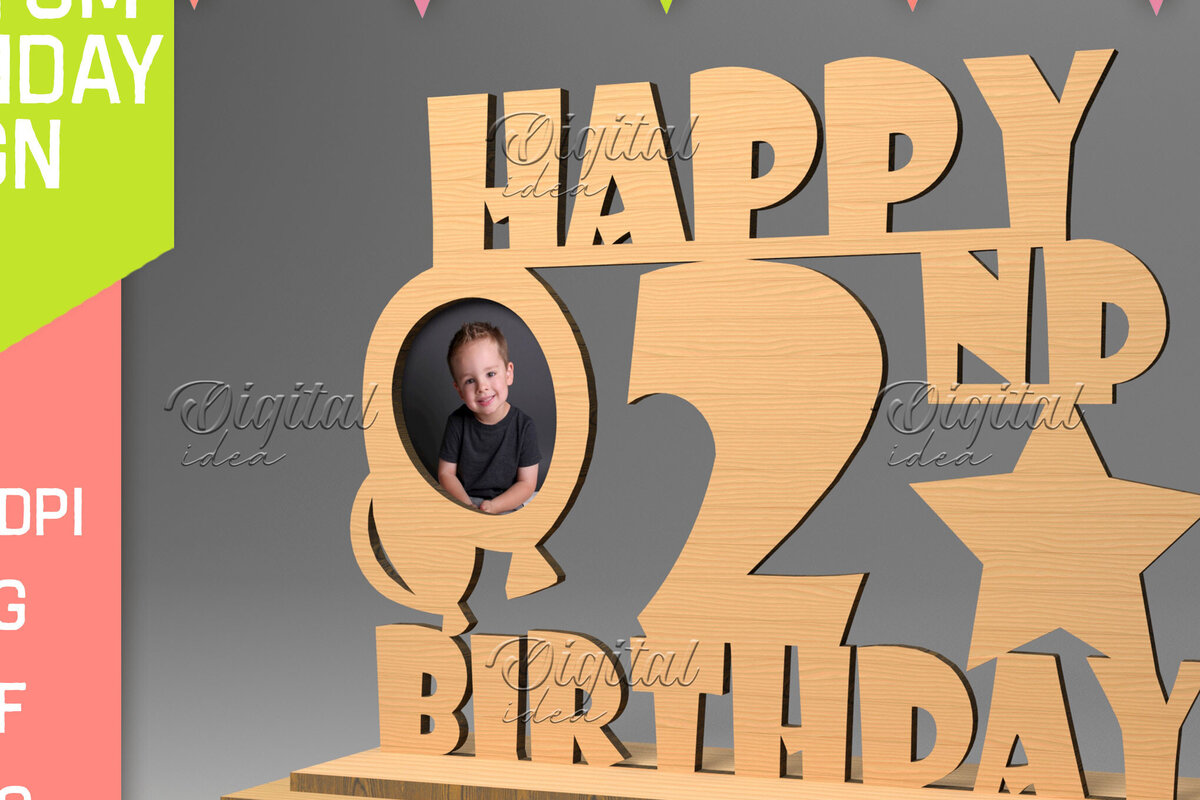 Σετ των 2 Intra απο ξύλο plywood 3mm-4mm πάχος – Προσωποποιημένη γενεθλίων Δίασταση  20x20 cm INTRAFABR-83157840