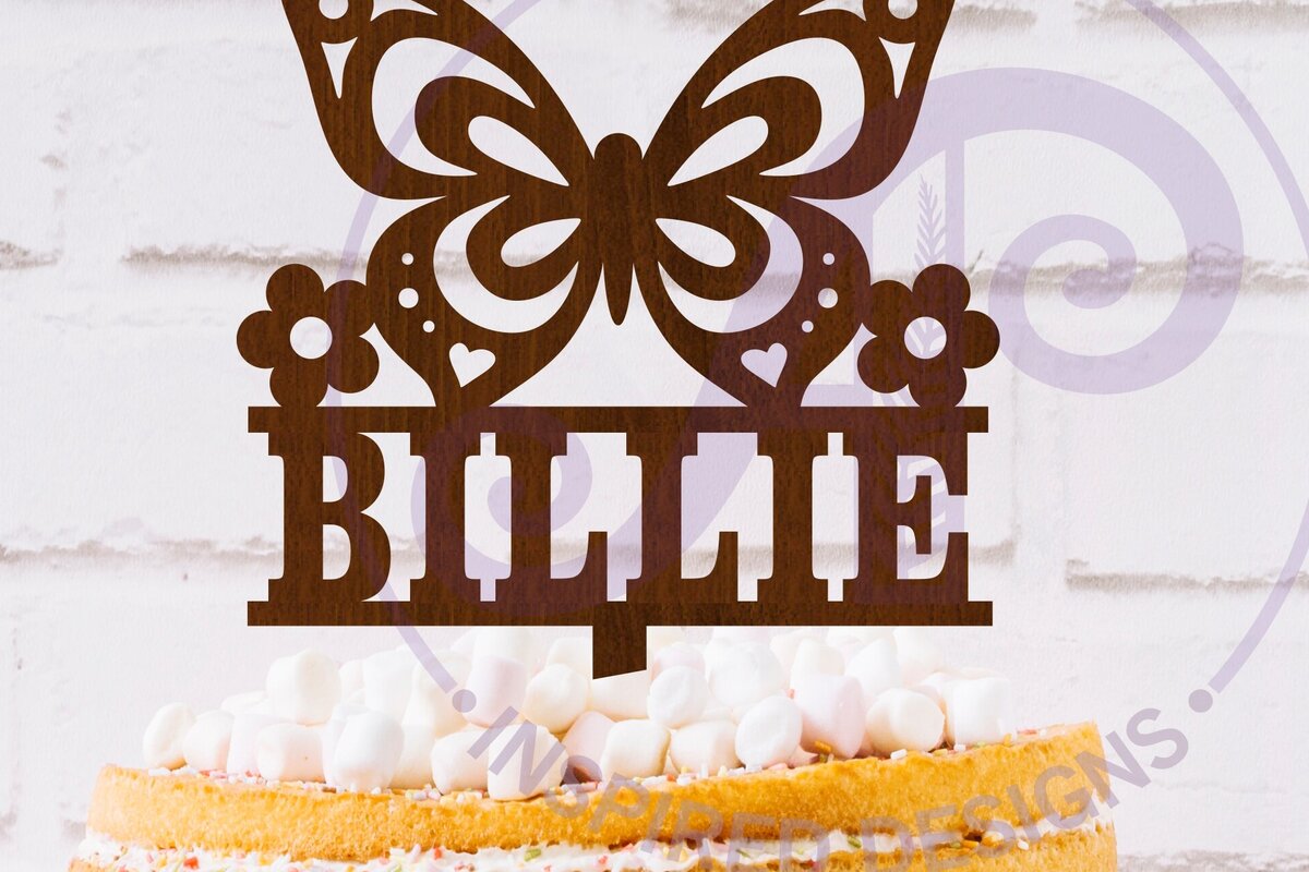 Σετ των 2 Intra απο ξύλο plywood 3mm-4mm πάχος – Personalized Butterfly Cake Topper Δίασταση  20x20 cm INTRAFABR-121690636