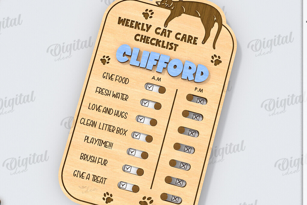 Σετ των 2 Intra απο ξύλο plywood 3mm-4mm πάχος – Personalized Cat Tracker Δίασταση  20x20 cm INTRAFABR-118908586