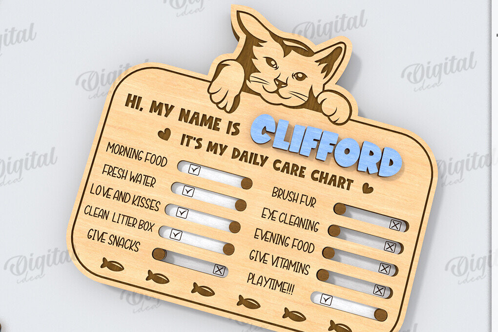 Σετ των 2 Intra απο ξύλο plywood 3mm-4mm πάχος – Personalized Cat Tracker Δίασταση  20x20 cm INTRAFABR-118908748