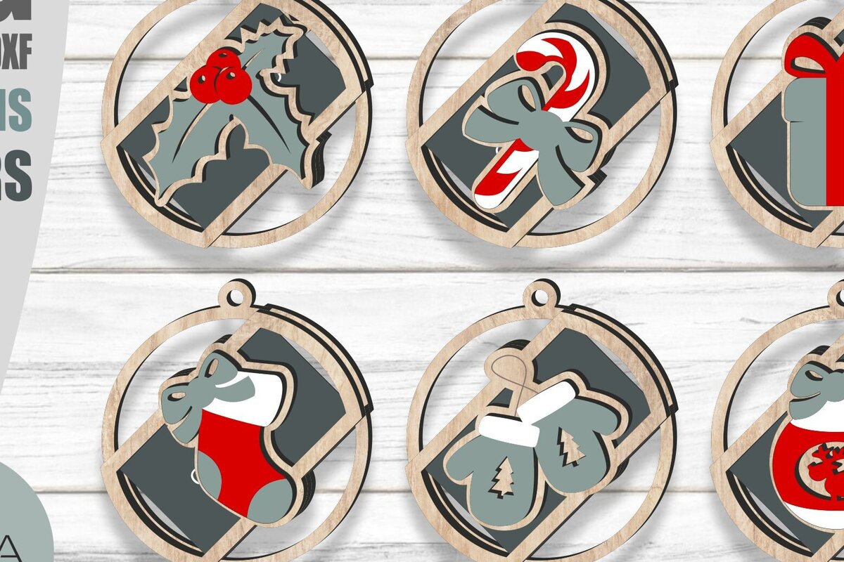 Σετ των 2 Intra απο ξύλο plywood 3mm-4mm πάχος – Εξατομικευμένη χριστουγεννιάτικη δωροκάρτα Δίασταση  20x20 cm INTRAFABR-80903504