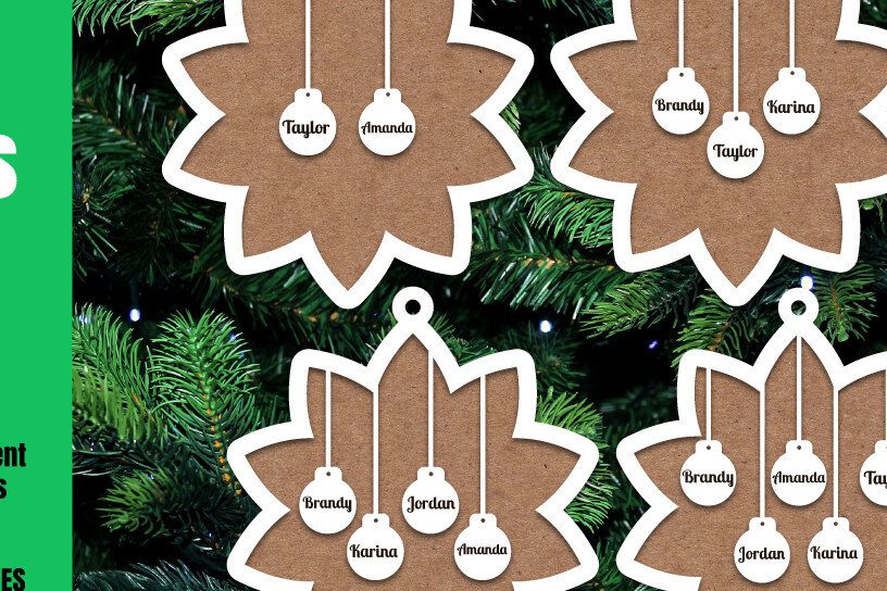 Σετ των 2 Intra απο ξύλο plywood 3mm-4mm πάχος – Εξατομικευμένο Χριστουγεννιάτικο Στολίδι Δίασταση  20x20 cm INTRAFABR-20704650