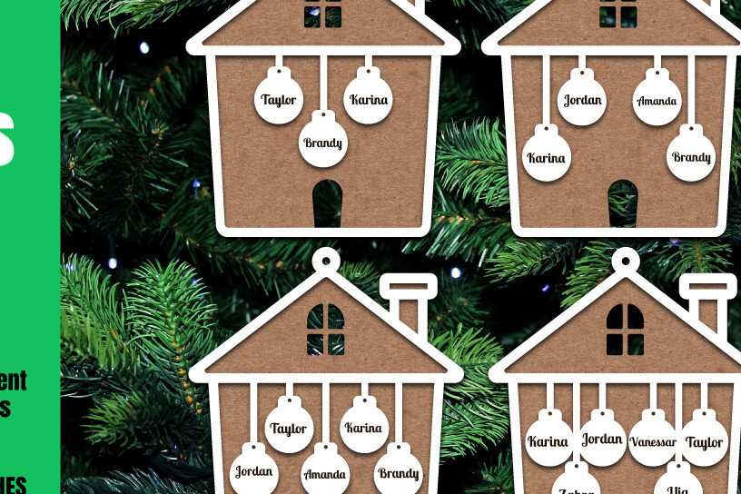 Σετ των 2 Intra απο ξύλο plywood 3mm-4mm πάχος – Εξατομικευμένο Χριστουγεννιάτικο Στολίδι Δίασταση  20x20 cm INTRAFABR-20704771