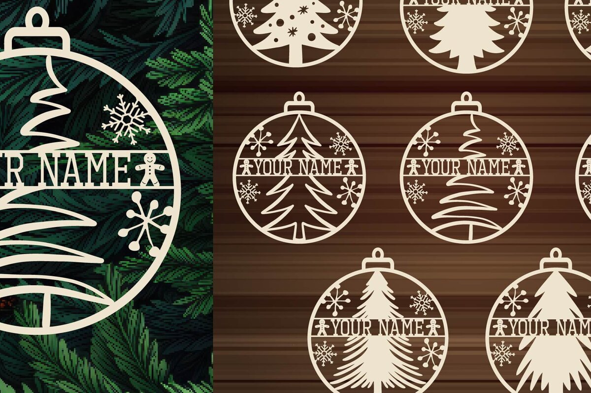 Σετ των 2 Intra απο ξύλο plywood 3mm-4mm πάχος – Εξατομικευμένο Χριστουγεννιάτικο Στολίδι Δίασταση  20x20 cm INTRAFABR-108464925