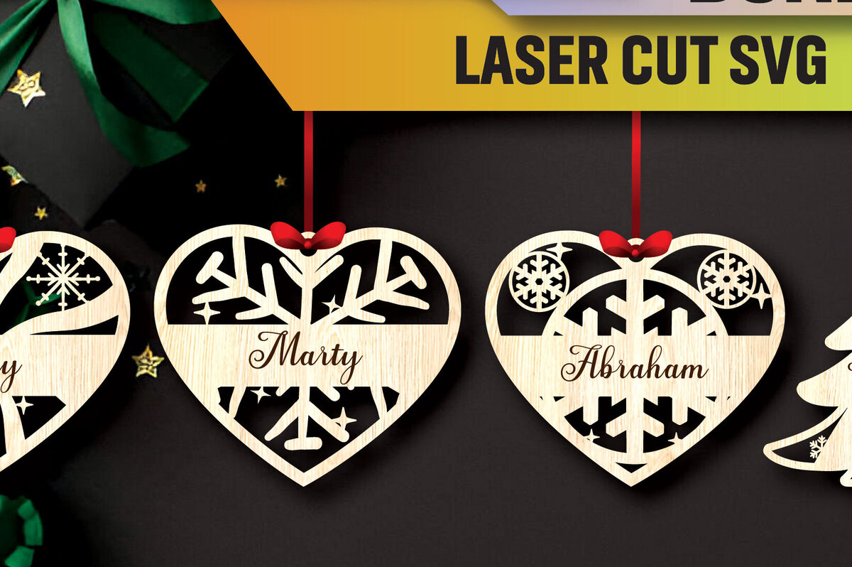 Σετ των 2 Intra απο ξύλο plywood 3mm-4mm πάχος – Εξατομικευμένη δέσμη Χριστουγεννιάτικων στολιδιών Δίασταση  20x20 cm INTRAFABR-105041334