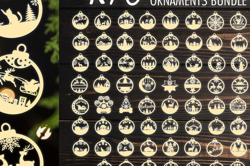 Σετ των 2 Intra απο ξύλο plywood 3mm-4mm πάχος – Προσωποποιημένα Χριστουγεννιάτικα Στολίδια Laser Δίασταση  20x20 cm INTRAFABR-118661606