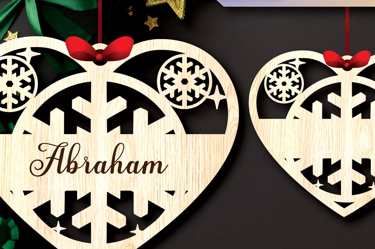 Σετ των 2 Intra απο ξύλο plywood 3mm-4mm πάχος – Προσωποποιημένα Χριστουγεννιάτικα Στολίδια Δίασταση  20x20 cm INTRAFABR-105040657