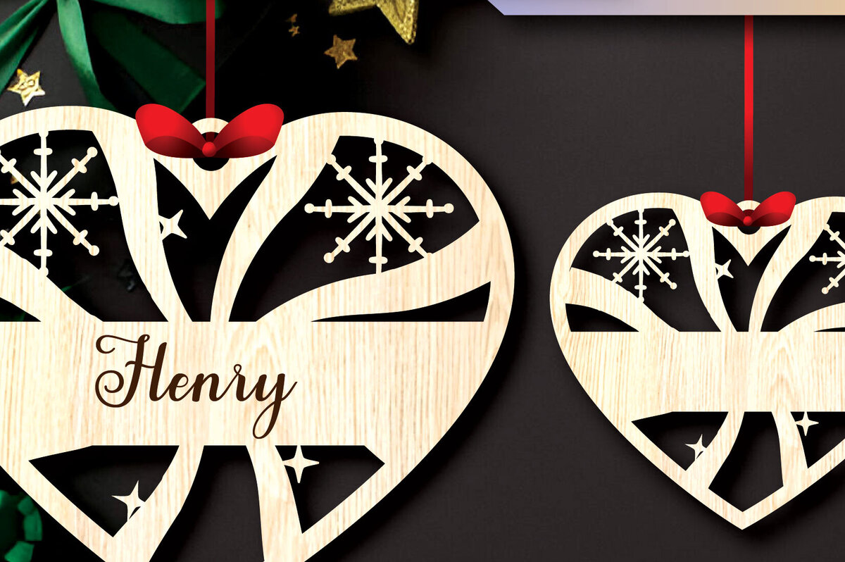 Σετ των 2 Intra απο ξύλο plywood 3mm-4mm πάχος – Προσωποποιημένα Χριστουγεννιάτικα Στολίδια Δίασταση  20x20 cm INTRAFABR-105040837