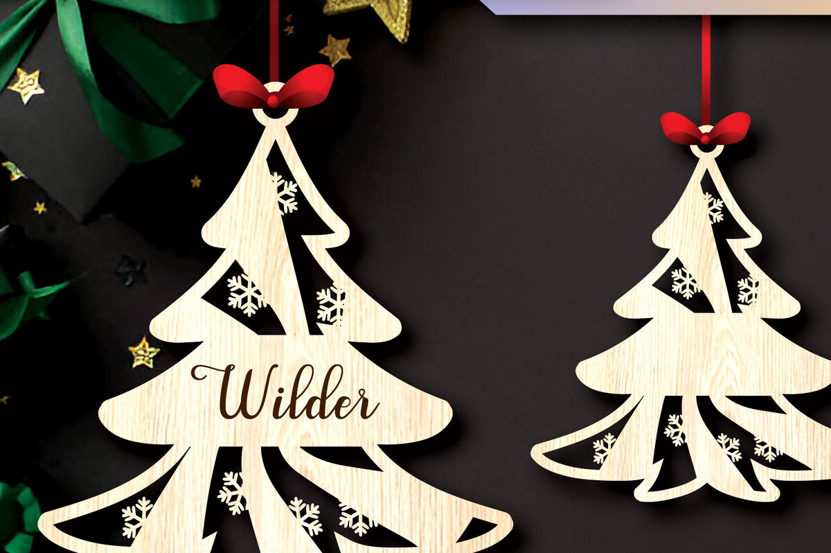 Σετ των 2 Intra απο ξύλο plywood 3mm-4mm πάχος – Προσωποποιημένα Χριστουγεννιάτικα Στολίδια Δίασταση  20x20 cm INTRAFABR-105041024