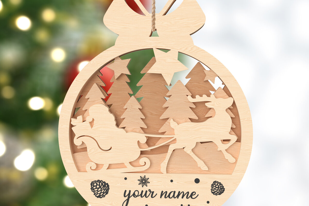 Σετ των 2 Intra απο ξύλο plywood 3mm-4mm πάχος – Εξατομικευμένο Χριστουγεννιάτικο Στολίδι του Άγιου Βασίλη Δίασταση  20x20 cm INTRAFABR-106720583