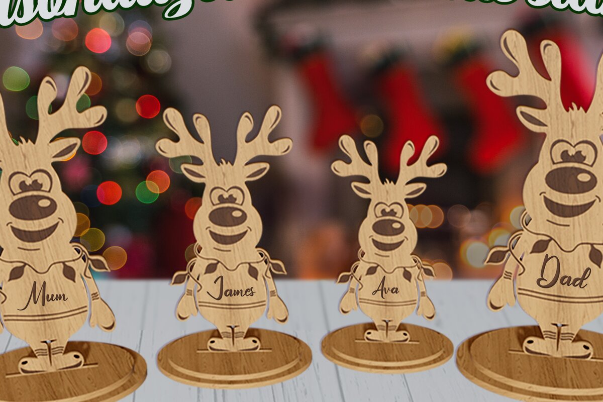 Σετ των 2 Intra απο ξύλο plywood 3mm-4mm πάχος – Εξατομικευμένες χριστουγεννιάτικες βάσεις κοπής με λέιζερ Δίασταση  20x20 cm INTRAFABR-79291077