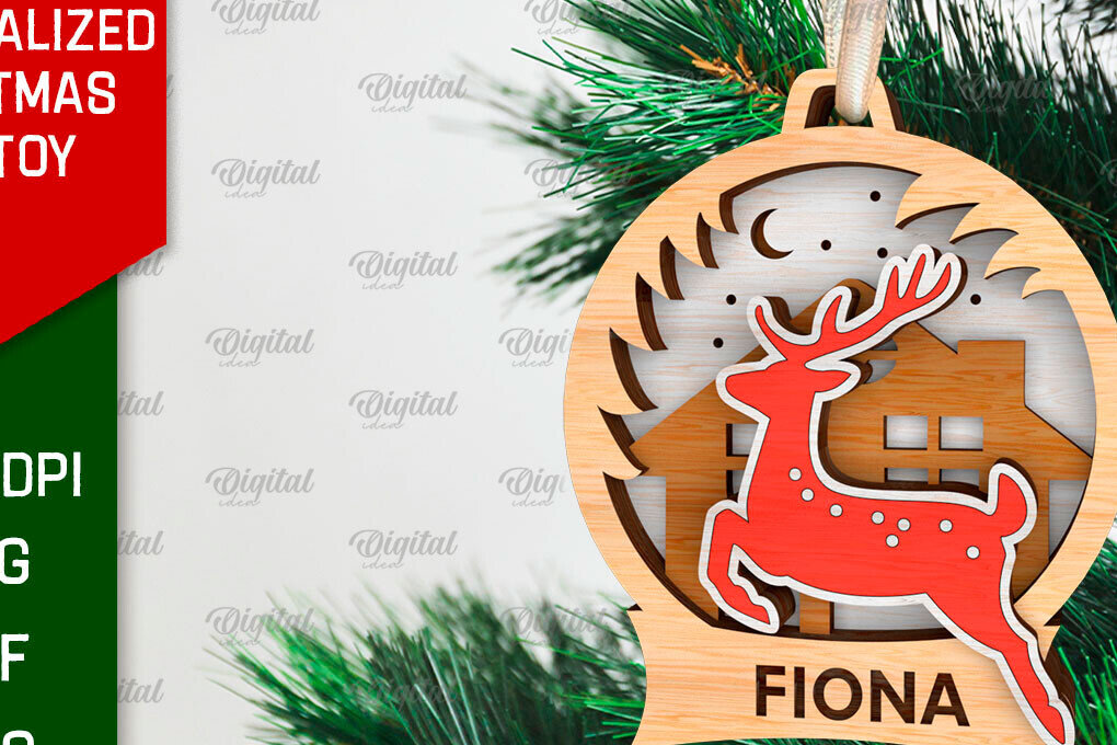 Σετ των 2 Intra απο ξύλο plywood 3mm-4mm πάχος – Εξατομικευμένο παιχνίδι Χριστουγεννιάτικου Δέντρου LaserCut Δίασταση  20x20 cm INTRAFABR-106663369