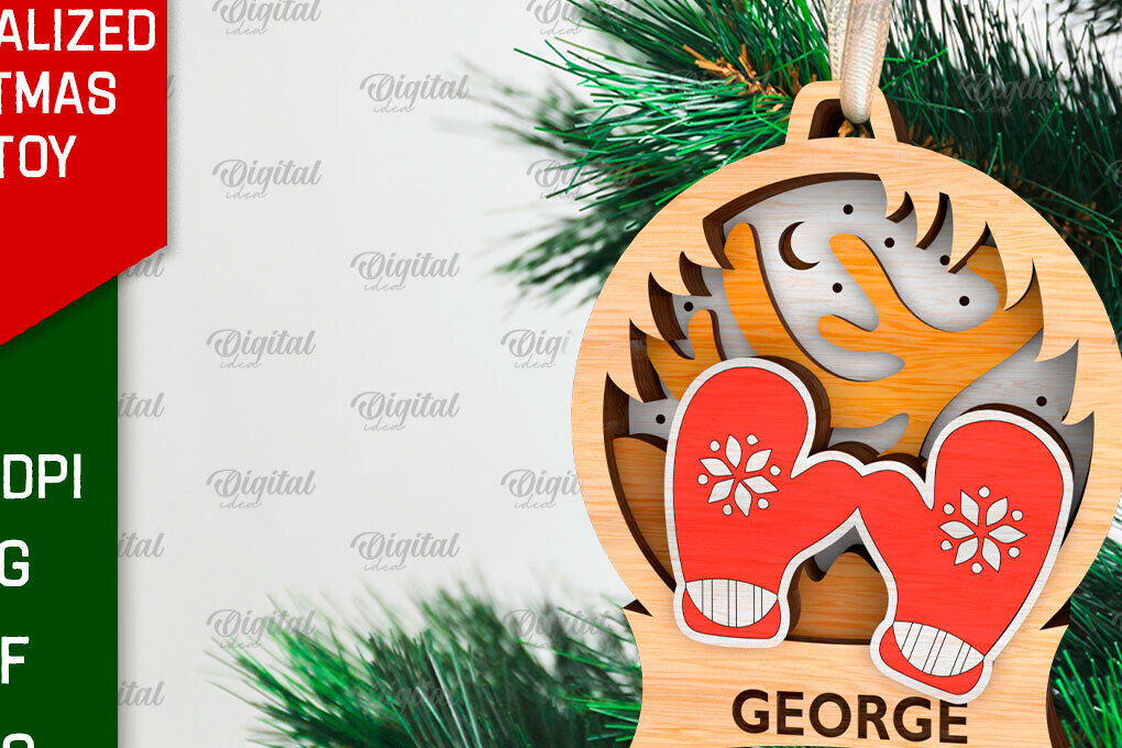 Σετ των 2 Intra απο ξύλο plywood 3mm-4mm πάχος – Εξατομικευμένο παιχνίδι Χριστουγεννιάτικου Δέντρου LaserCut Δίασταση  20x20 cm INTRAFABR-106663441