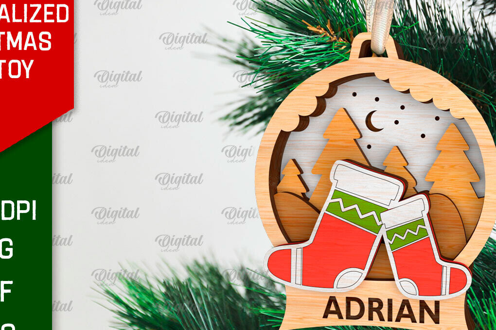 Σετ των 2 Intra απο ξύλο plywood 3mm-4mm πάχος – Εξατομικευμένο παιχνίδι Χριστουγεννιάτικου Δέντρου LaserCut Δίασταση  20x20 cm INTRAFABR-106663451