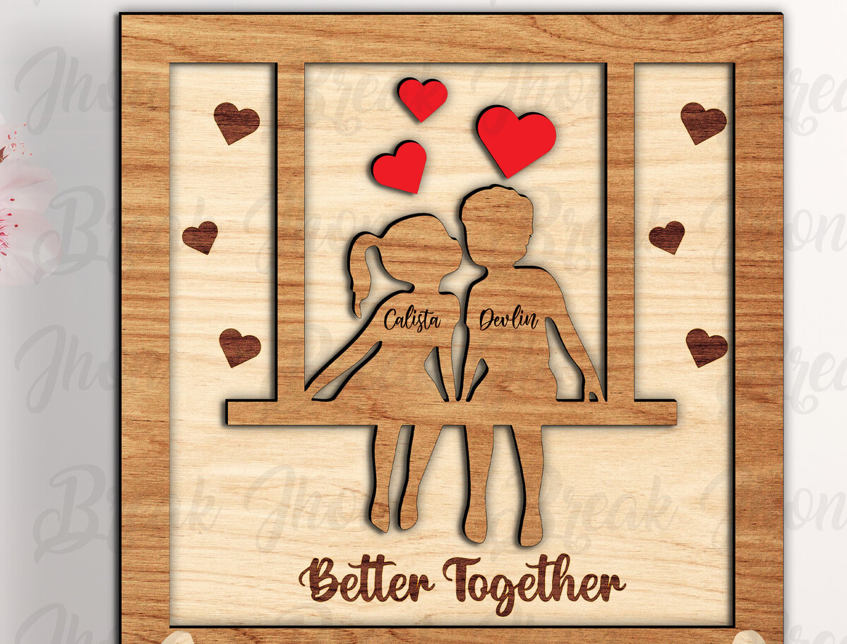 Σετ των 2 Intra απο ξύλο plywood 3mm-4mm πάχος – Εξατομικευμένη Ξύλινη Πινακίδα Ζευγαριού Δίασταση  20x20 cm INTRAFABR-114051035