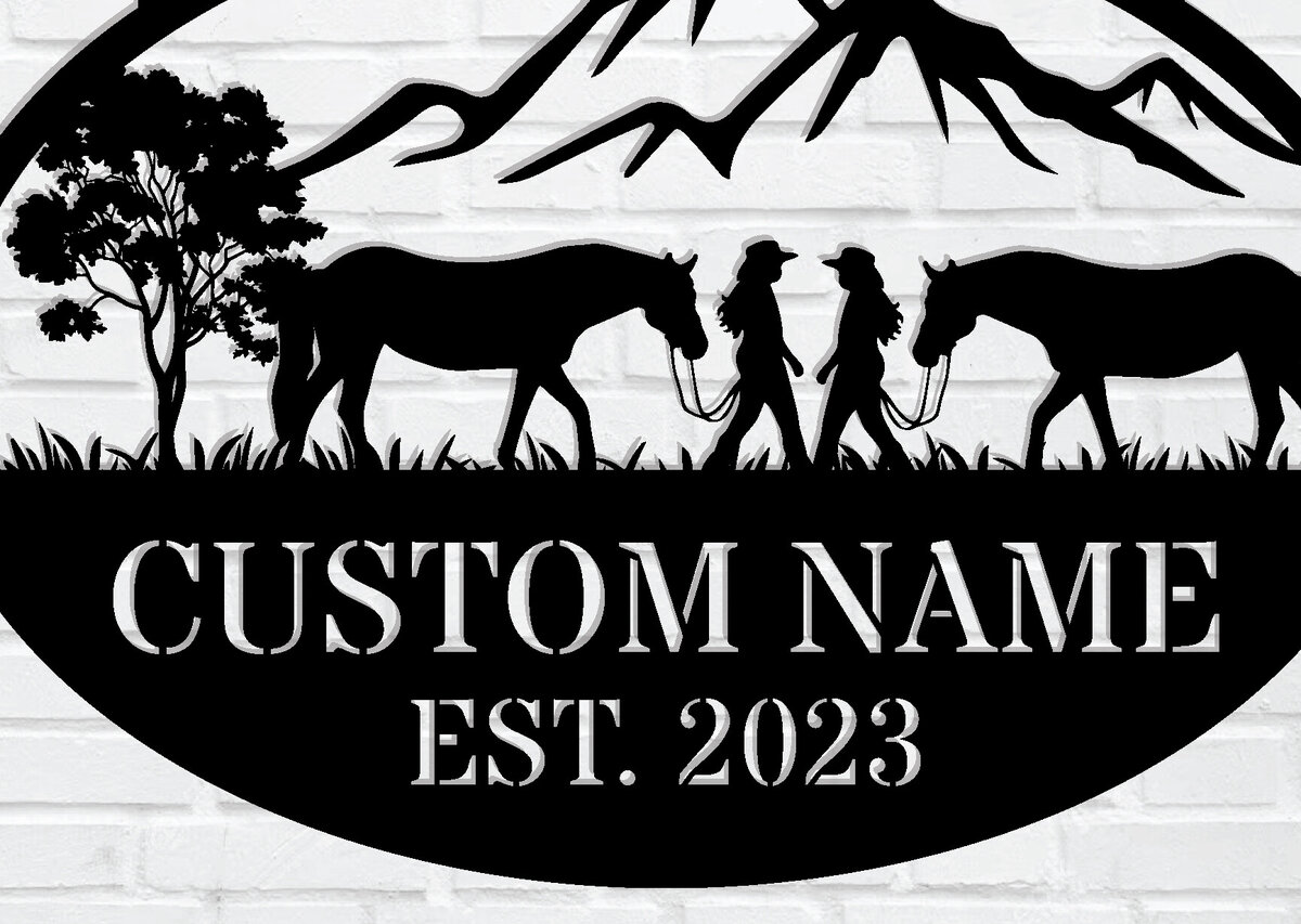 Σετ των 2 Intra απο ξύλο plywood 3mm-4mm πάχος – Εξατομικευμένη  πινακίδα Cowboy Cowgirl Δίασταση  20x20 cm INTRAFABR-106018785