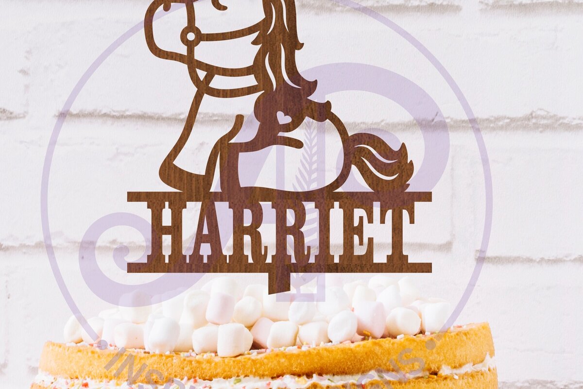 Σετ των 2 Intra απο ξύλο plywood 3mm-4mm πάχος – Προσωποποιημένο Cute Horse Cake Topper Δίασταση  20x20 cm INTRAFABR-117993308