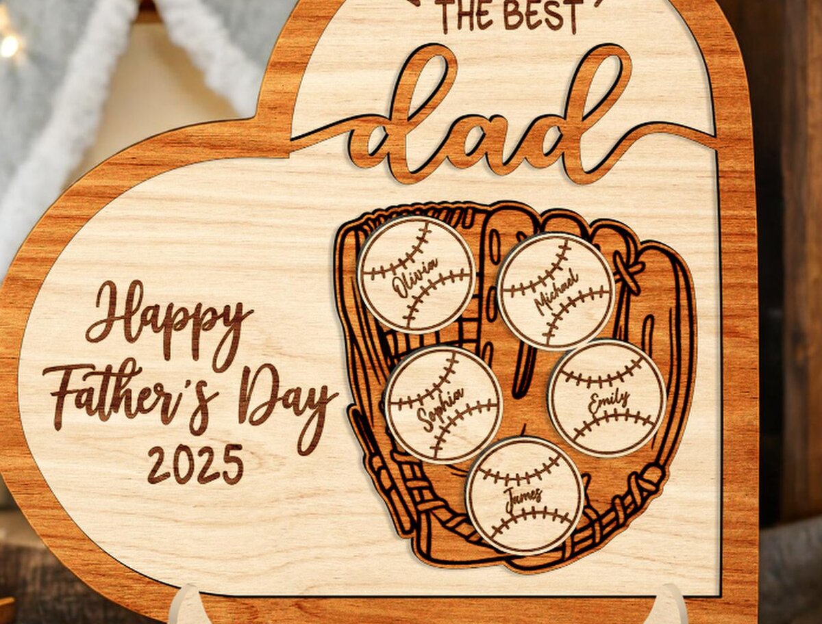 Σετ των 2 Intra απο ξύλο plywood 3mm-4mm πάχος – Εξατομικευμένο Daddy Great Catch HeartSign Δίασταση  40x30 cm INTRAFABR-118592527