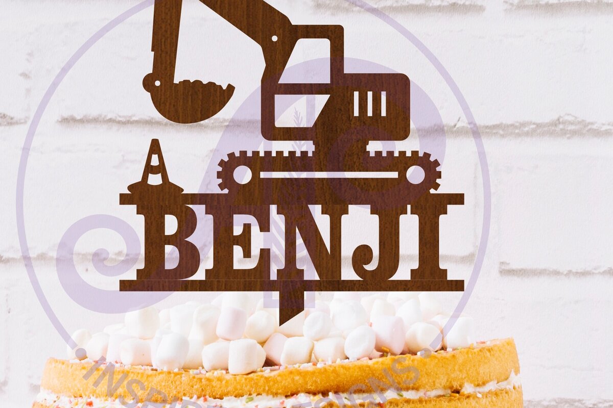 Σετ των 2 Intra απο ξύλο plywood 3mm-4mm πάχος – Personalized Digger Cake Topper Δίασταση  20x20 cm INTRAFABR-116779261