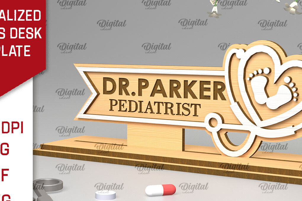 Σετ των 2 Intra απο ξύλο plywood 3mm-4mm πάχος – Προσωποποιημένη πινακίδα γραφείου Doctors Δίασταση  20x20 cm INTRAFABR-97640751