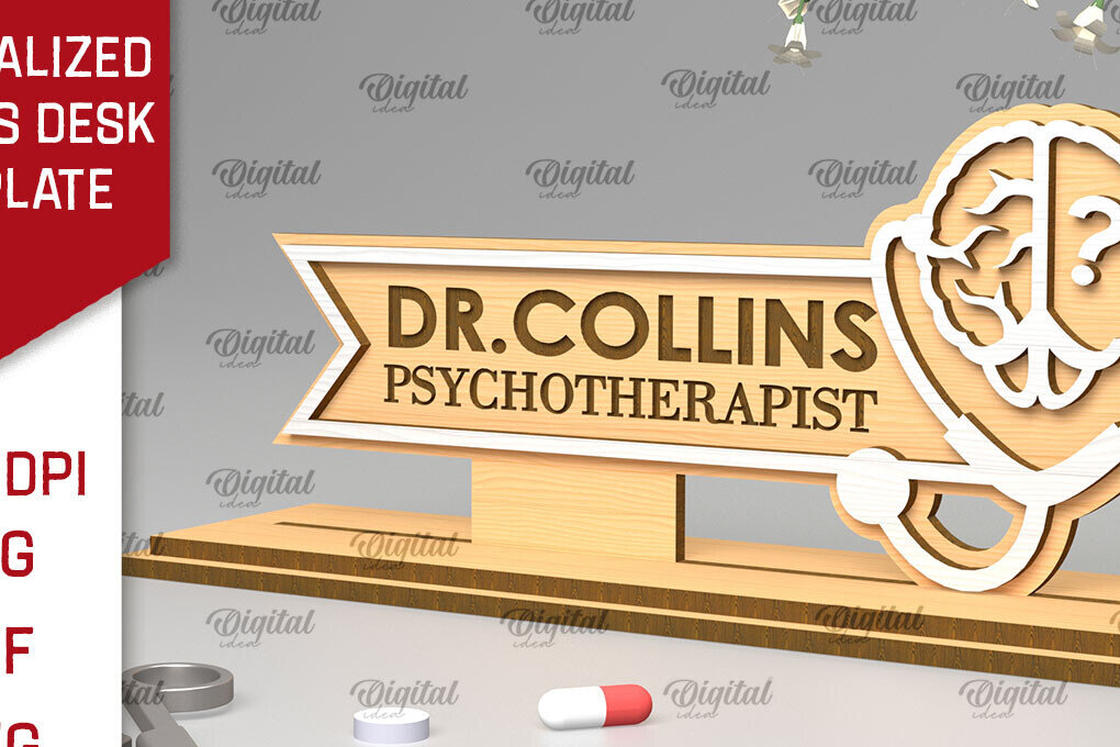 Σετ των 2 Intra απο ξύλο plywood 3mm-4mm πάχος – Προσωποποιημένη πινακίδα γραφείου Doctors Δίασταση  20x20 cm INTRAFABR-97653964