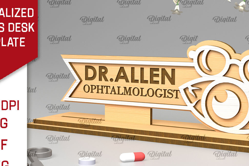 Σετ των 2 Intra απο ξύλο plywood 3mm-4mm πάχος – Προσωποποιημένη πινακίδα γραφείου Doctors Δίασταση  20x20 cm INTRAFABR-97305714