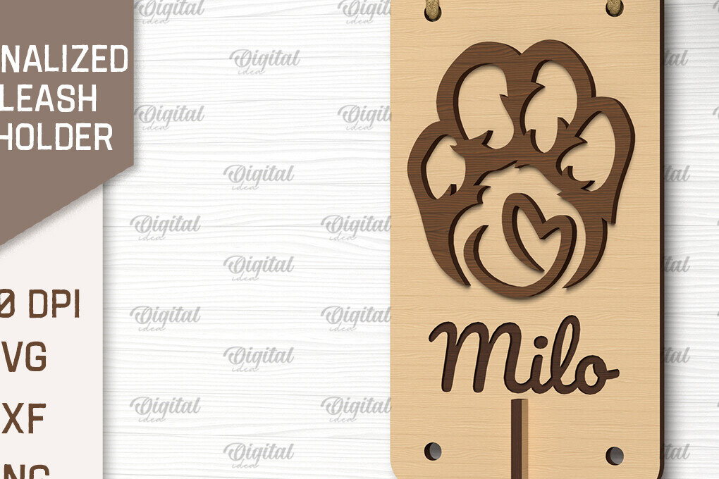 Σετ των 2 Intra απο ξύλο plywood 3mm-4mm πάχος – Εξατομικευμένη θήκη λουριών σκύλου Δίασταση  20x20 cm INTRAFABR-102597786